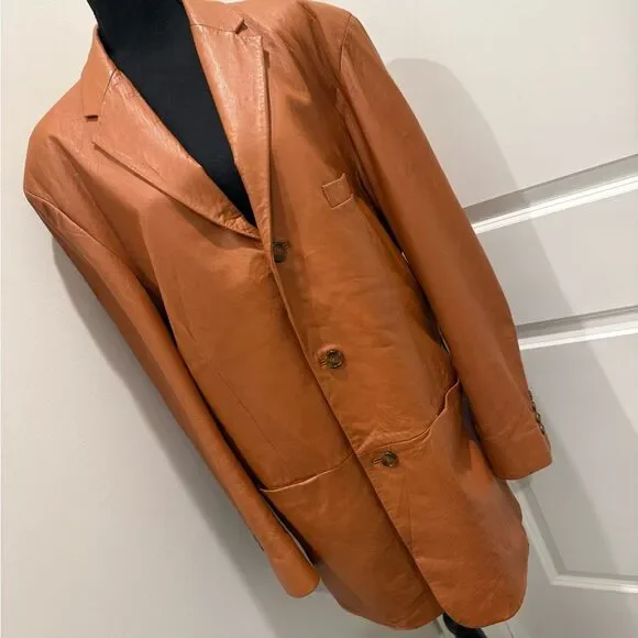 Vintage Macy’s men storeAlfani Men's lamb skin tan Leather Jacket L42